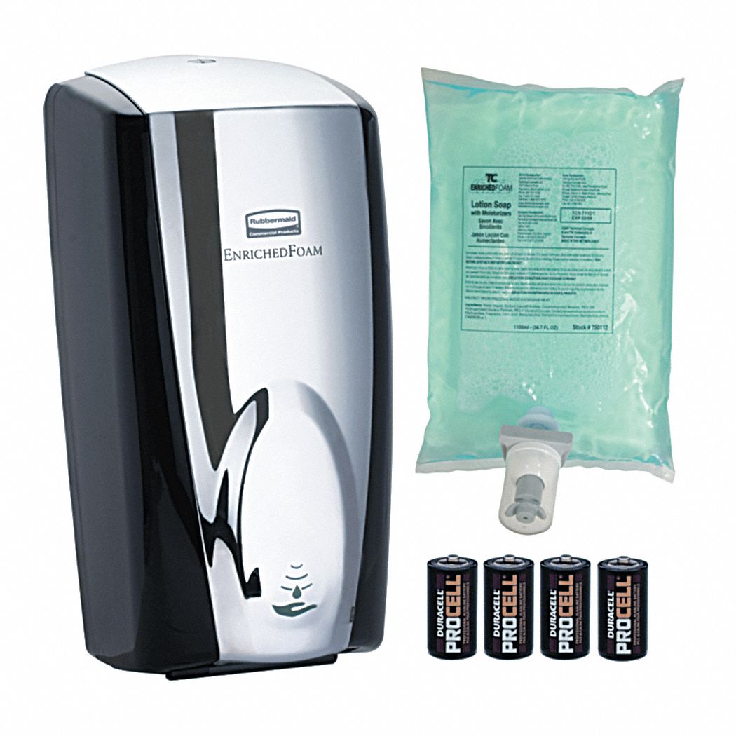 Soap Dispenser W/Refill, 1100mL, Blk/Chrom