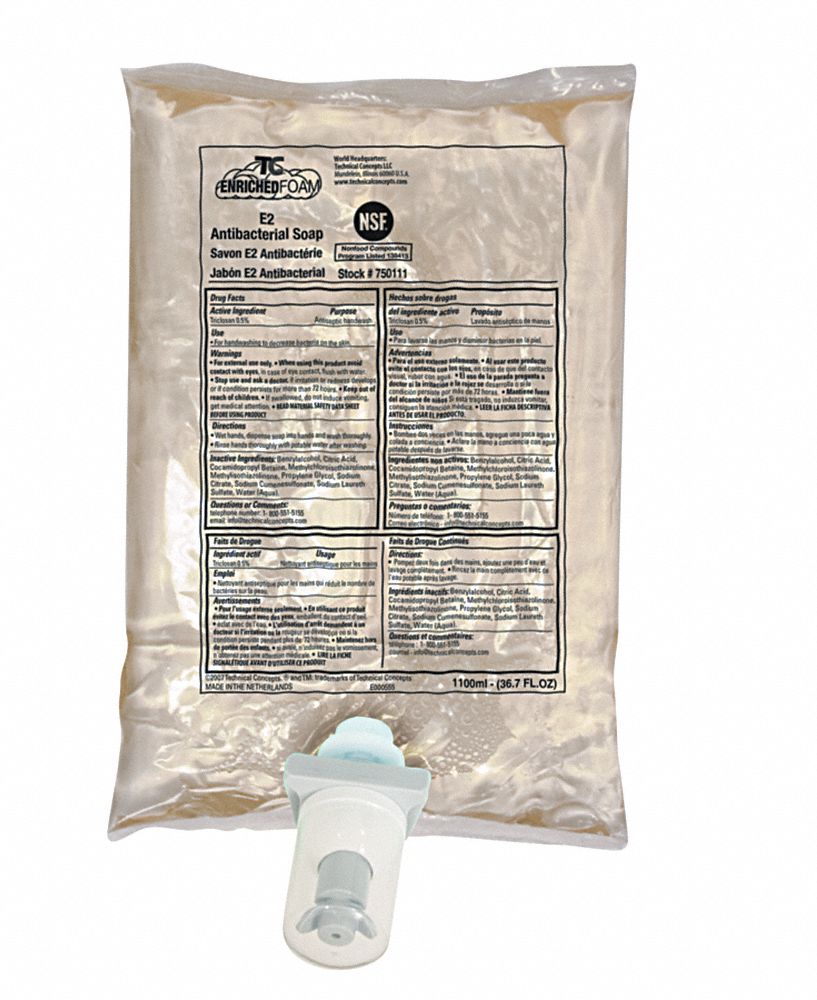 Foam Soap, Size 1100mL, Refill Bag, PK 4