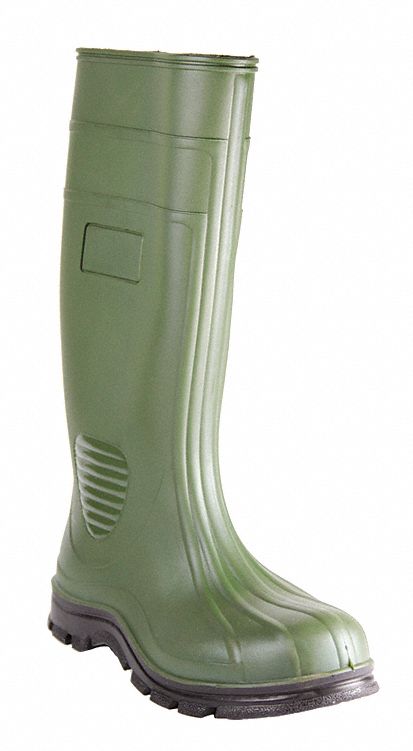 Boots, Plain Toe, PVC, 15 In, Green, 11, PR