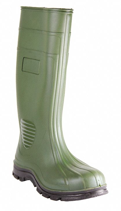 Boots, Steel Toe, PVC, 15 In, Green, 9, PR