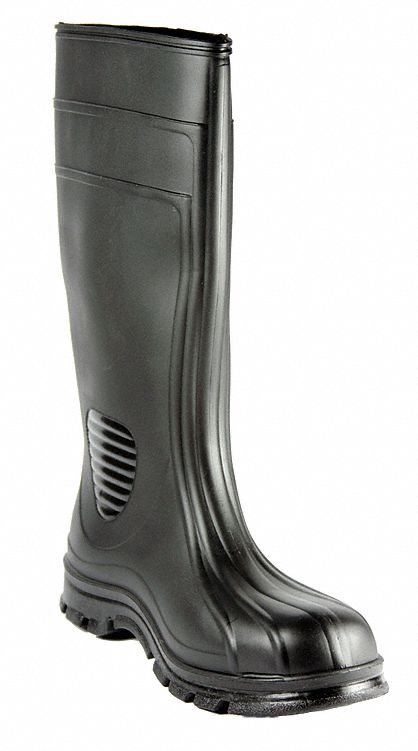 Boots, Steel Toe, PVC, 15 In, Black, 8, PR
