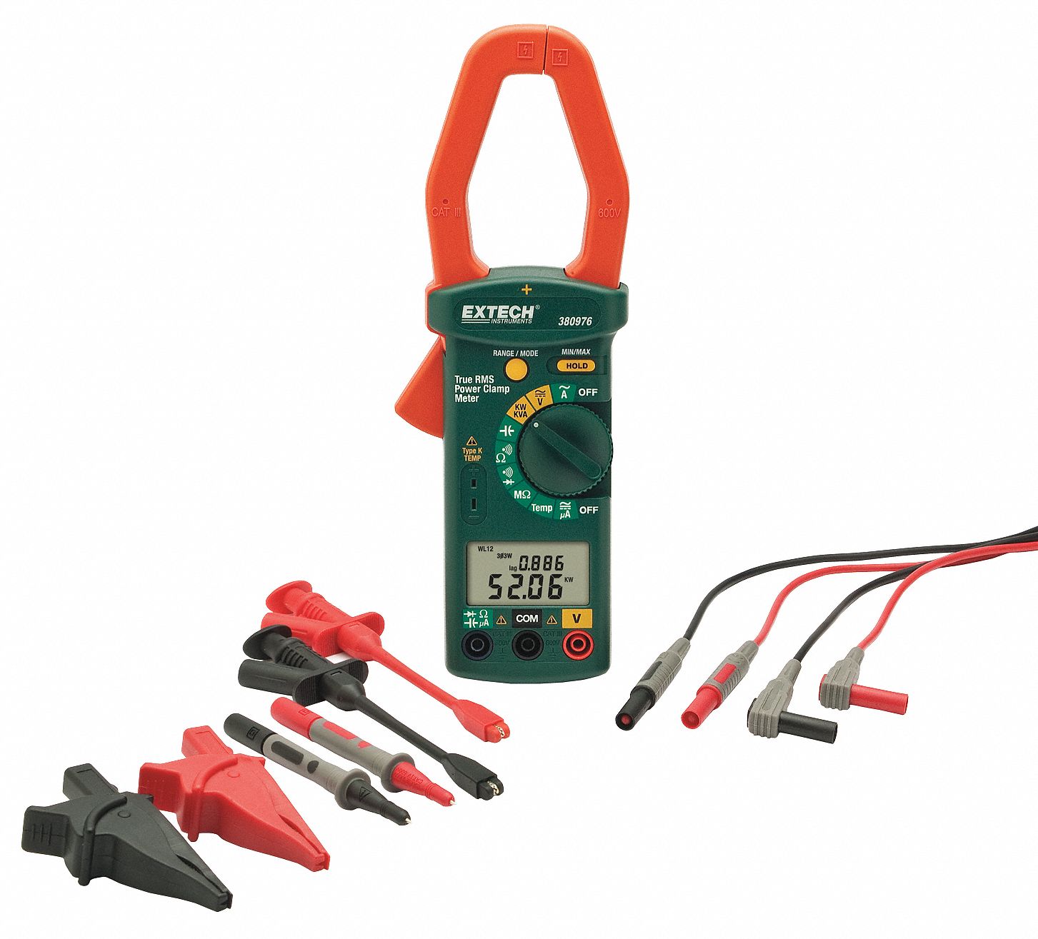 Clamp-On Power Meter, 600kW, 1000A
