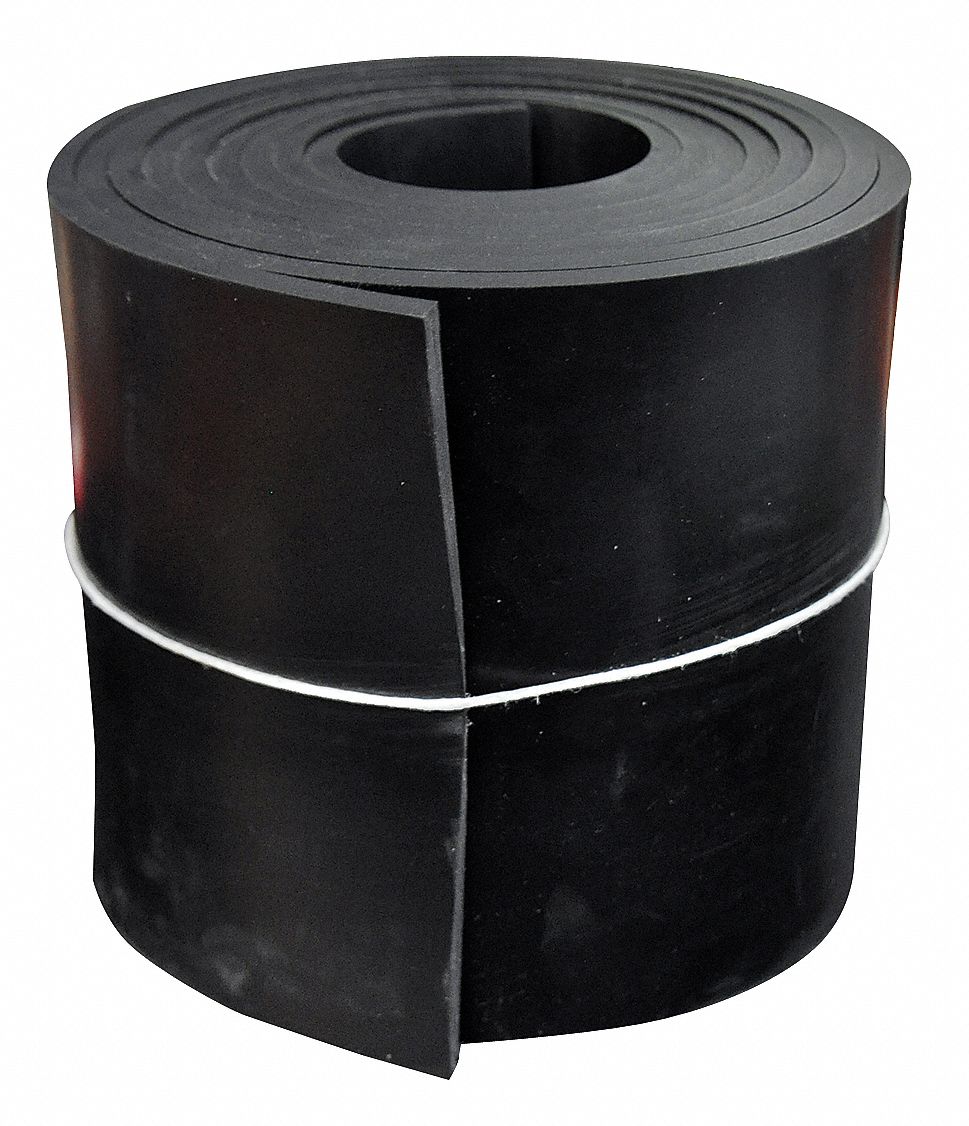 Rubber, SBR, 1/4 Th x 6 In W, 25 Ft, Black