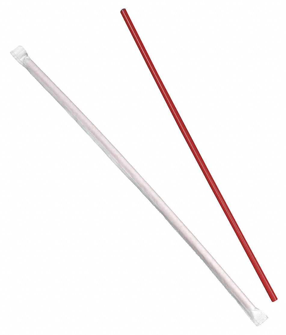 Giant Wrapped Straws, Red, PK 2000