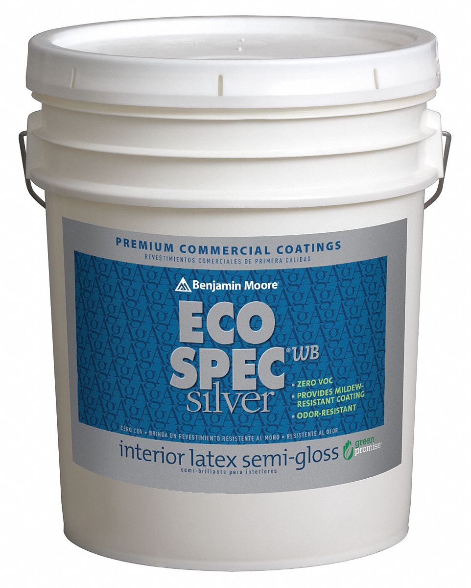 Interior Paint, Semi-Gloss, 5 gal, White