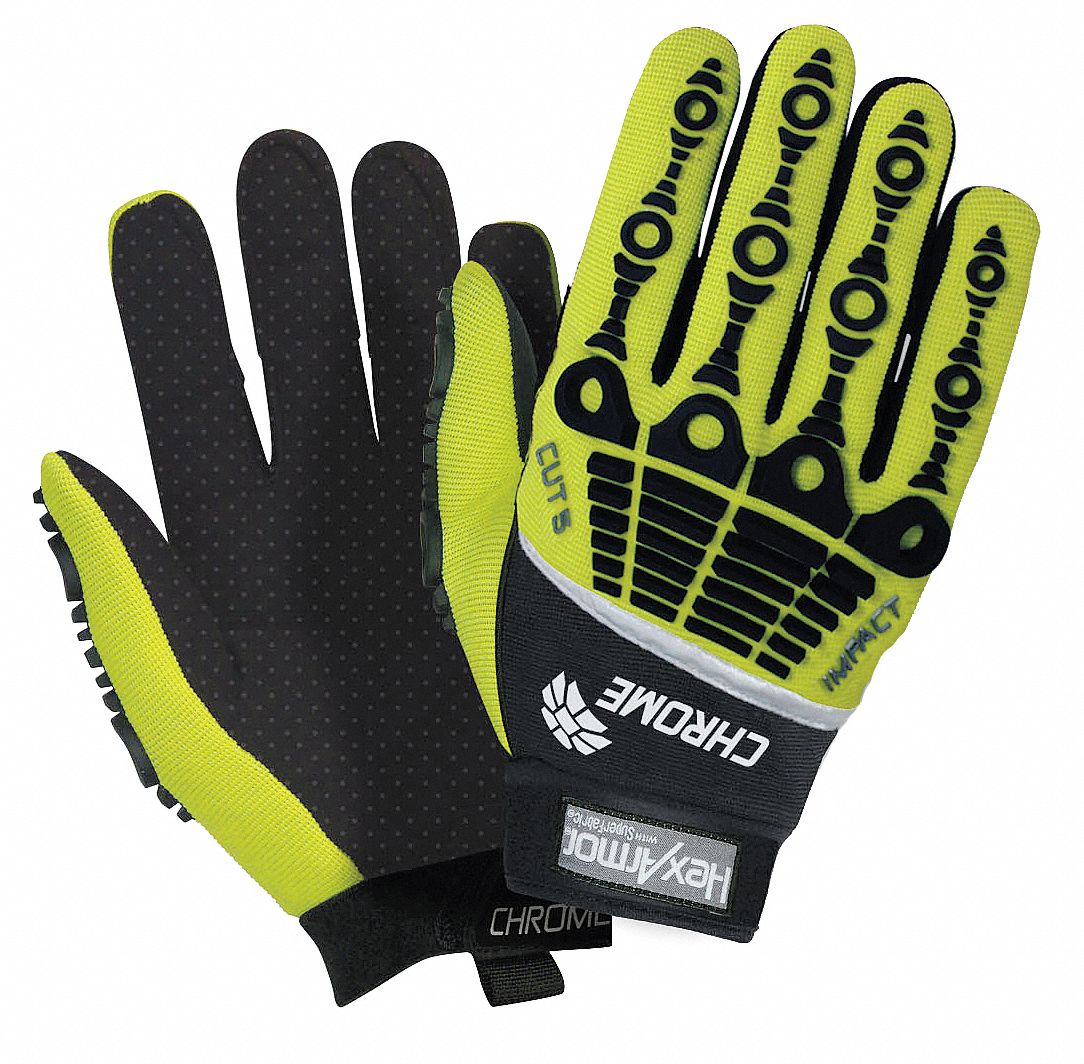 Mechanics Glove, Impact, Hi Vis, 12-XXXL, PR