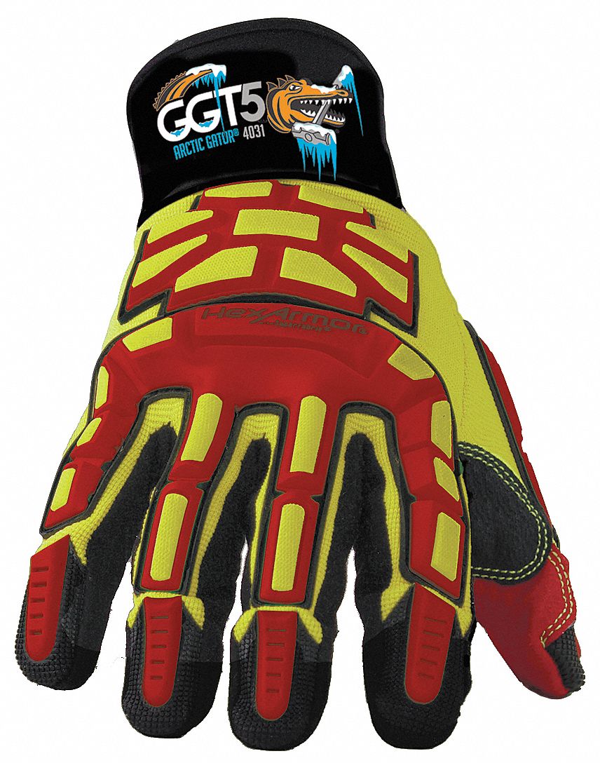Cut Resistant Gloves, Orange/Gray, 3XL, PR