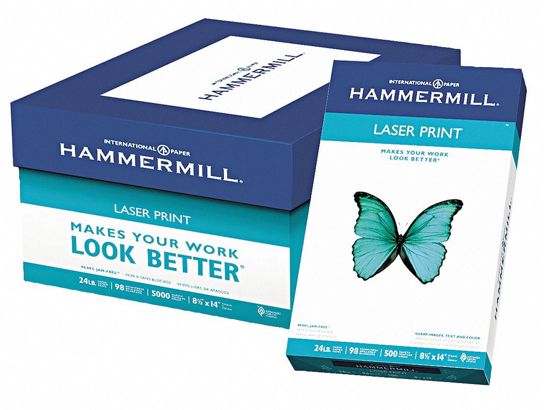 Laser Paper, 8-1/2 x 14 In, White, PK 500