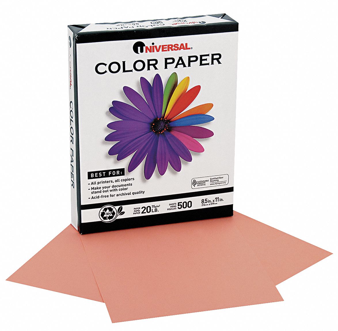 Multi Paper, 8-1/2 x 11 In, Salmon, PK 500