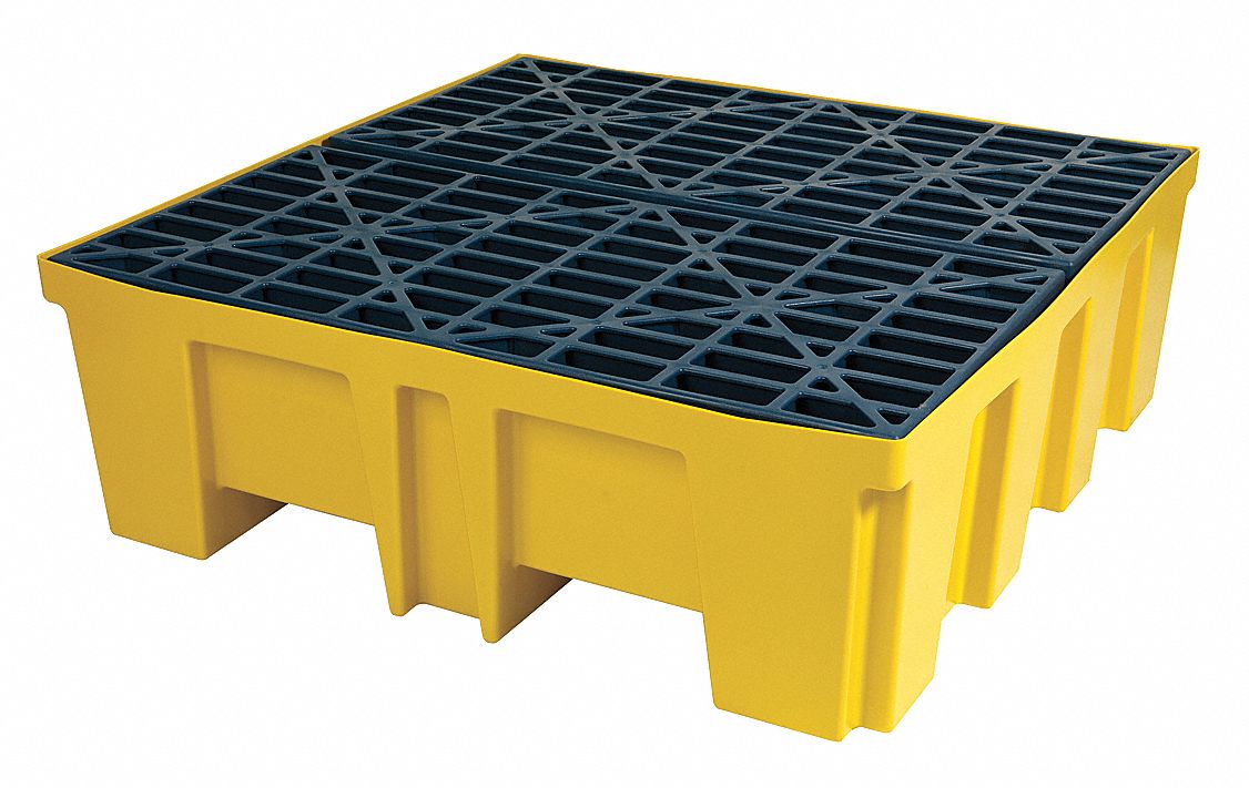Drum Spill Cntnmnt Pallet, 4 Drum, 5k lb.