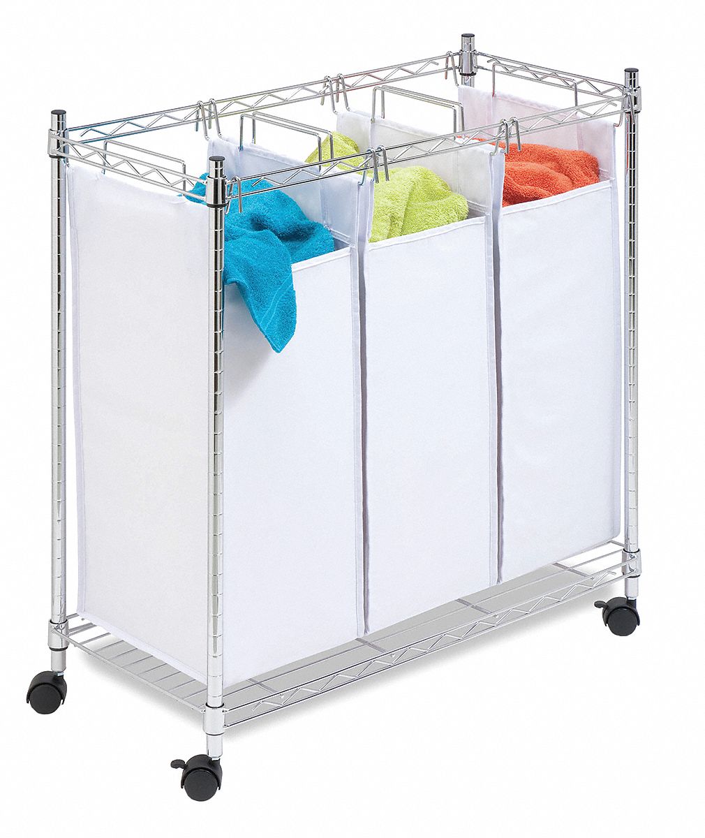 Rolling Laundry Sorter, 3-Compartment