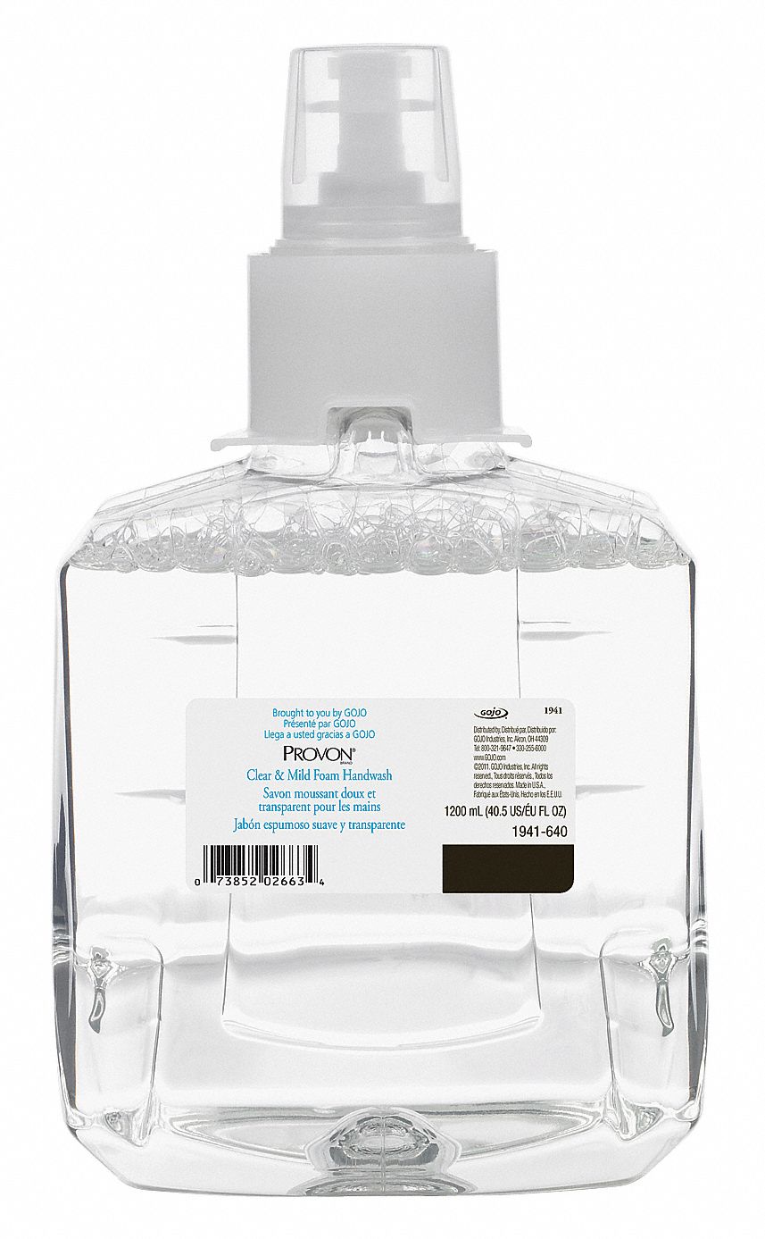 Foam Soap Refill, Size 1200mL, Clear, PK 2