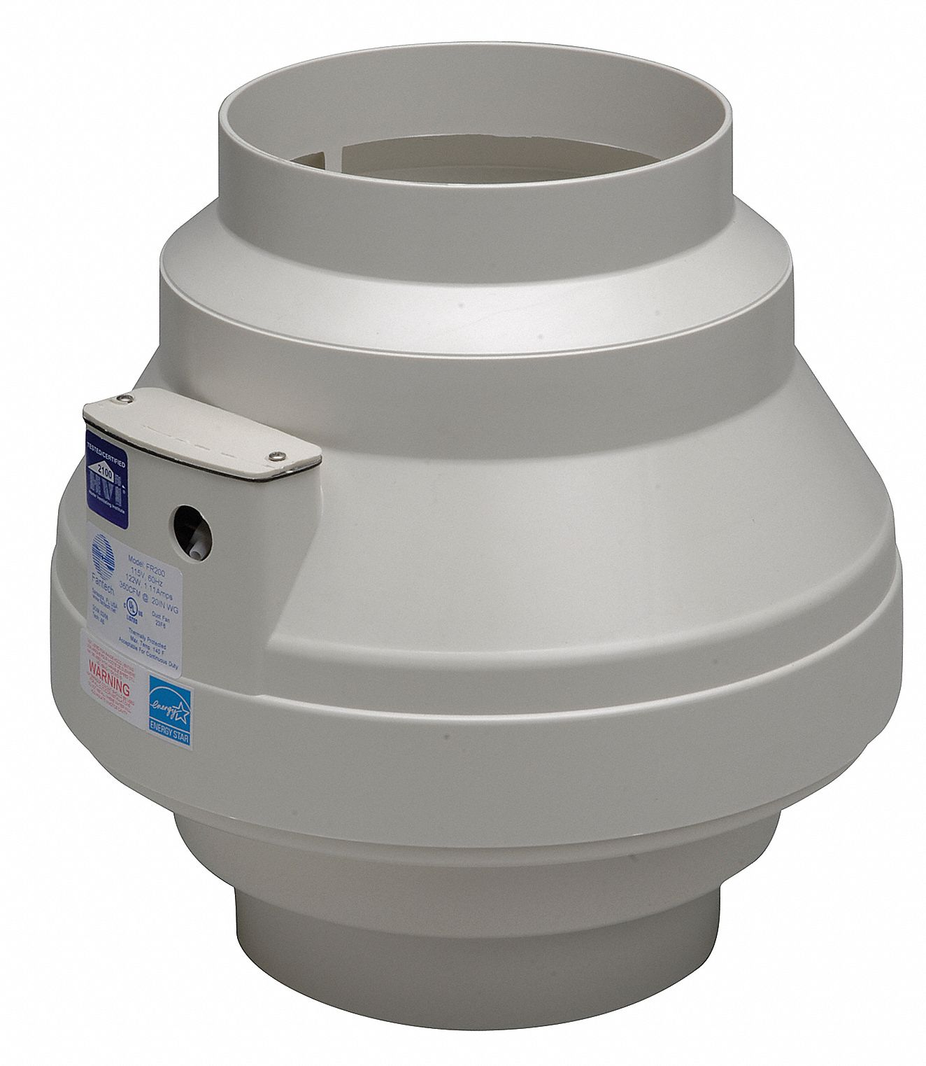 Inline Fan, Ball, Plastic, 9-5/8 In. H