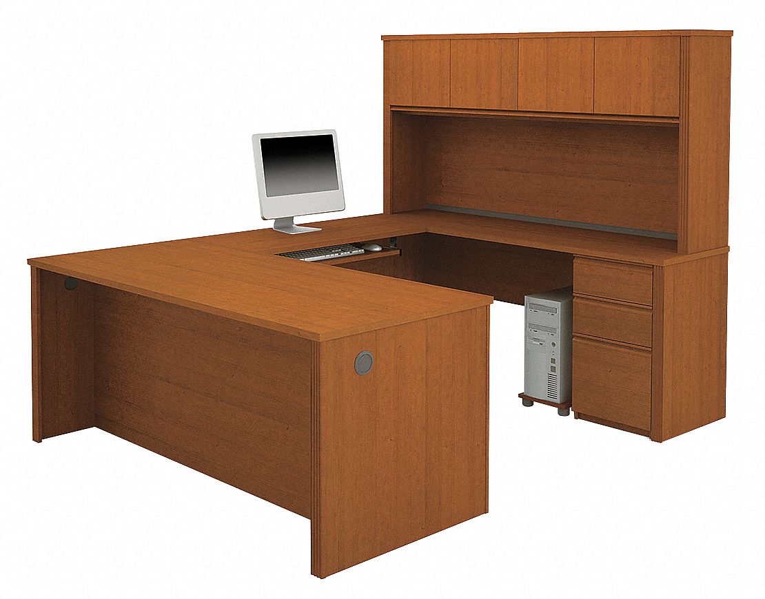 U-Shaped Workstation, Cognac Cherry