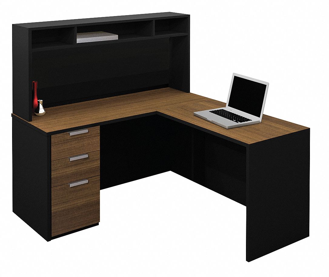 L-Shaped Workstation w/Small Hutch