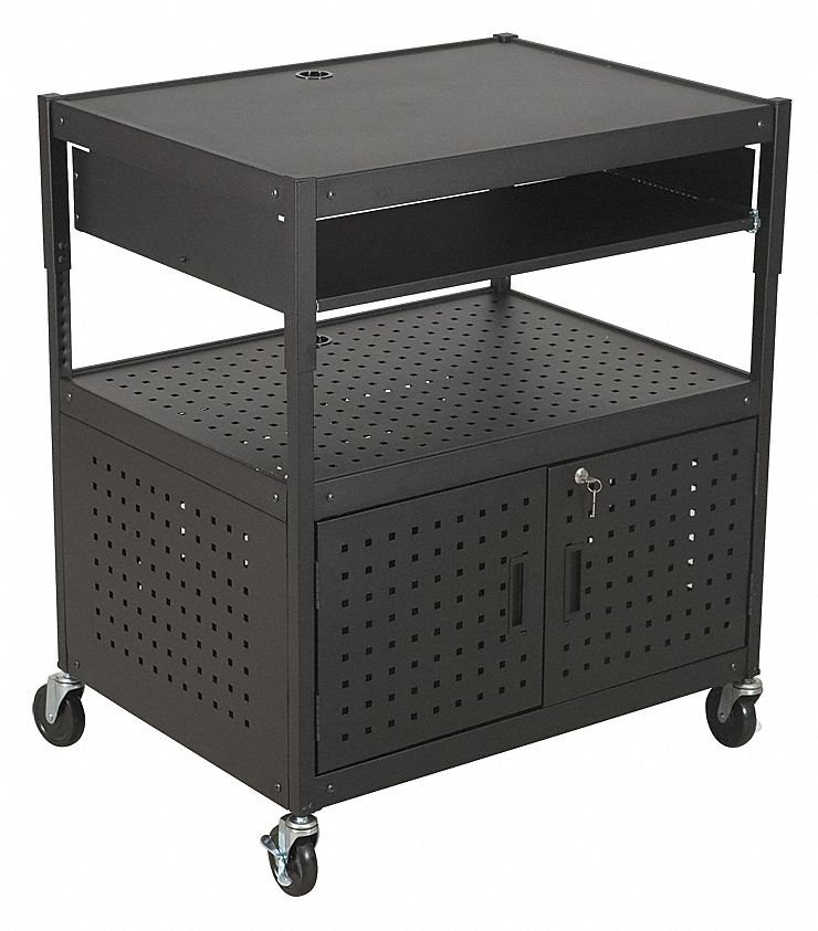 Mobile Flat Panel TV Cart, 2 Shelf, Black