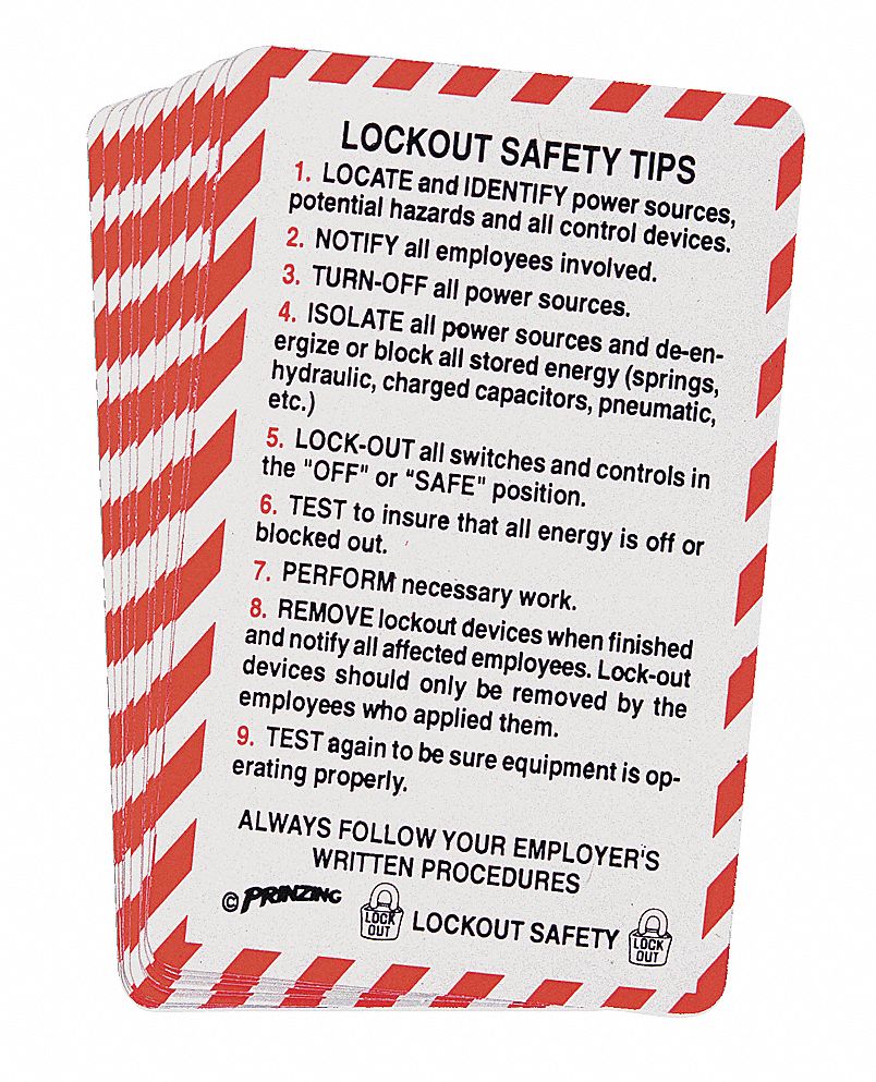 PRINZING LOCKOUT SAFETY CARD, PK 10