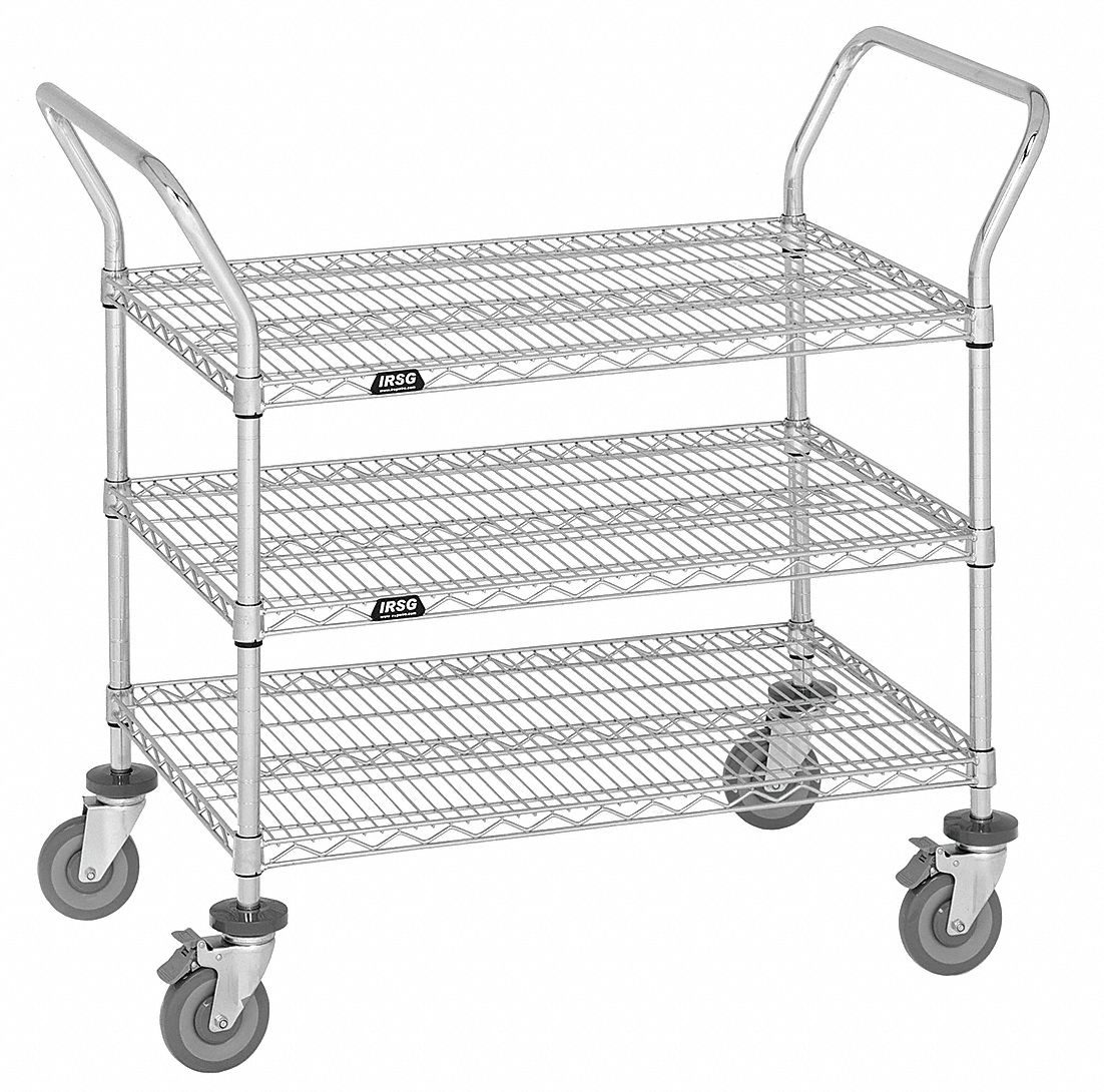 Utility Cart, Cap 400 Lb, 24x18, 2 Shelves