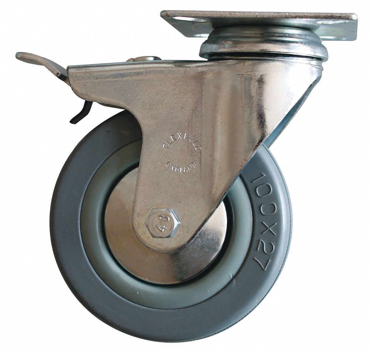 Swivel Plate Cstr w/Lock, 154 lb, 3 In Dia