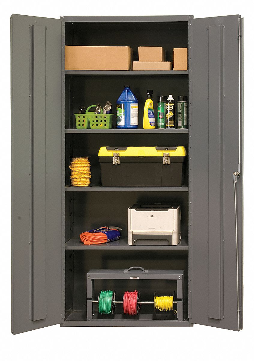 Storage Cabinet, 84x36x18, 4 Shelves, Gray