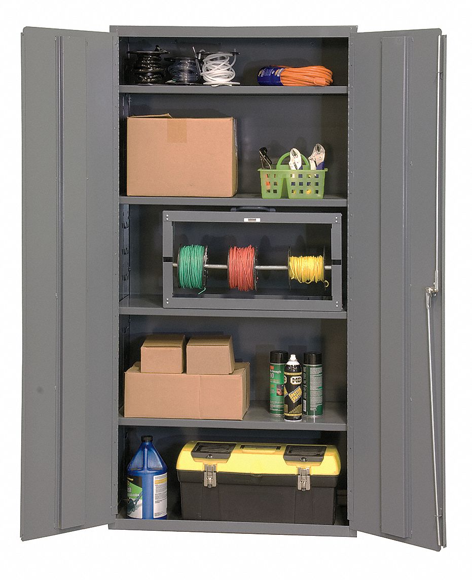 Storage Cabinet, 72x36x24, 4 Shelves, Gray