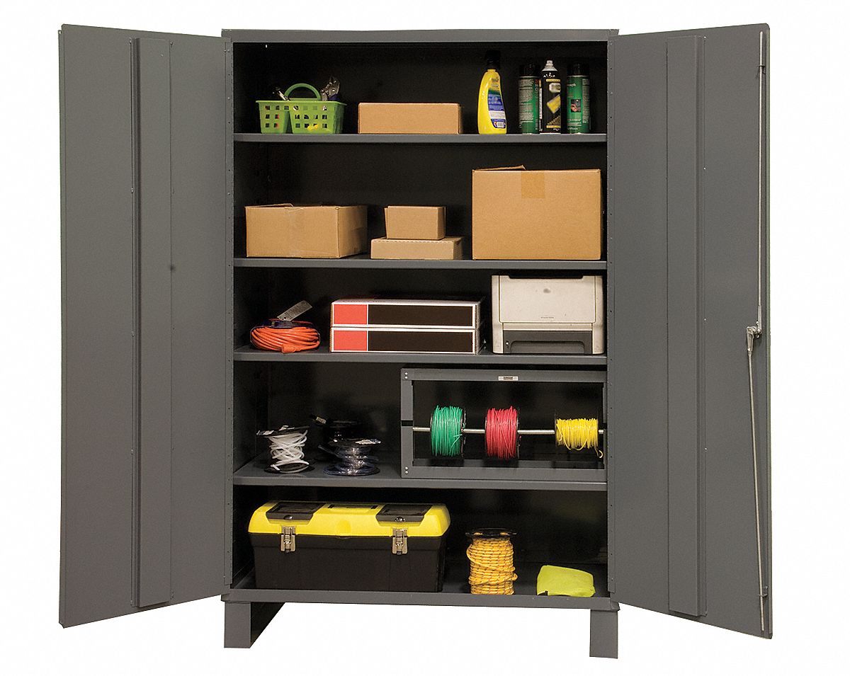 Storage Cabinet, 84x60x24, 4 Shelves, Gray