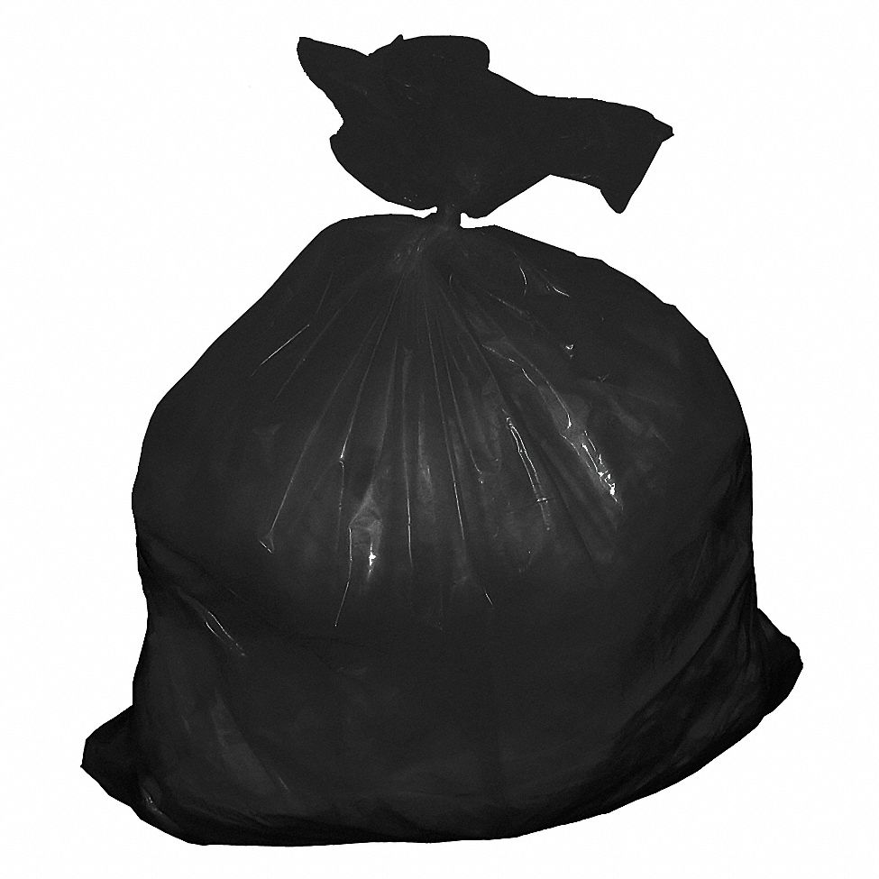 Trash Can Liner, 30 Gal., Black, LDPE, PK 50