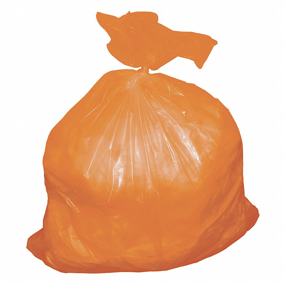 Trash Can Liner, 55 Gal., Org, LDPE, PK 50