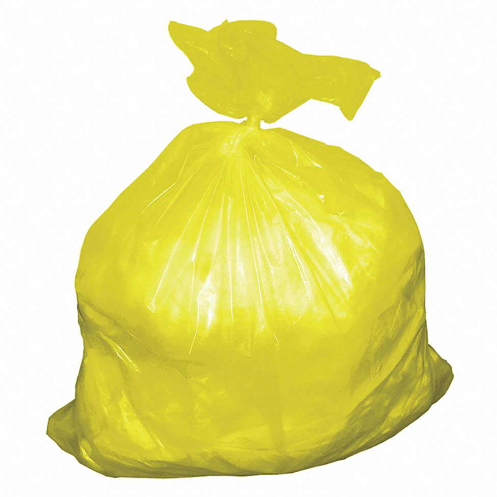 Trash Can Liner, 30 Gal., Ylw, LDPE, PK 50
