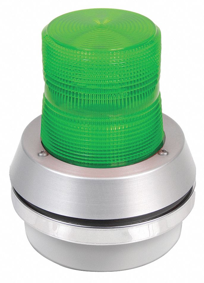 Horn Strobe, Green, Cast Aluminum, 120VAC