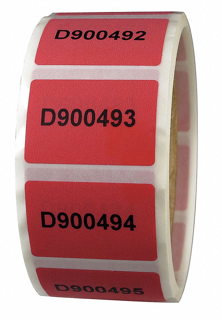 Tamper Evident, Label, Red, 1.x1.5inm, PK250