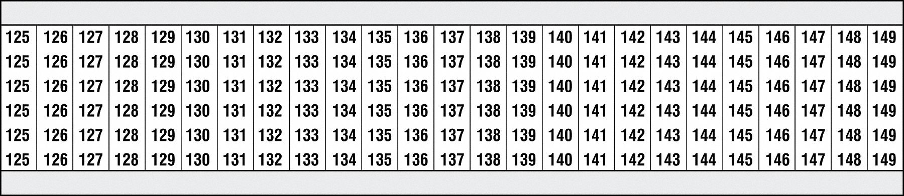 Wire Marker, Legend 125-149, Pk 25