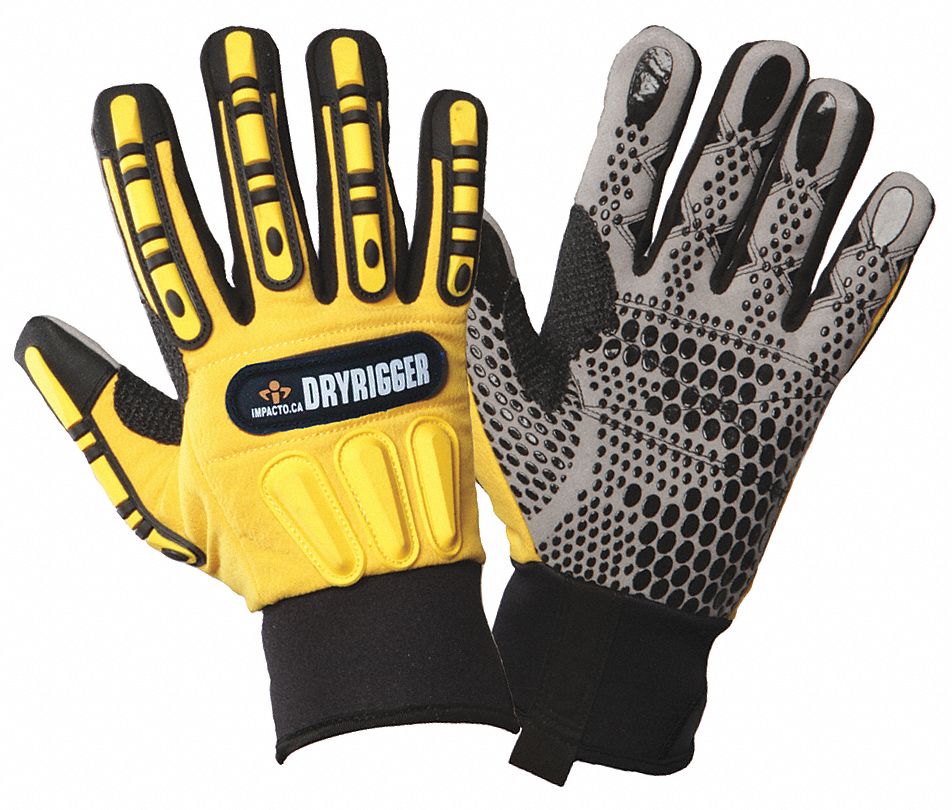 Anti-Vibration Gloves, 2XL, Black/Ylw, PR
