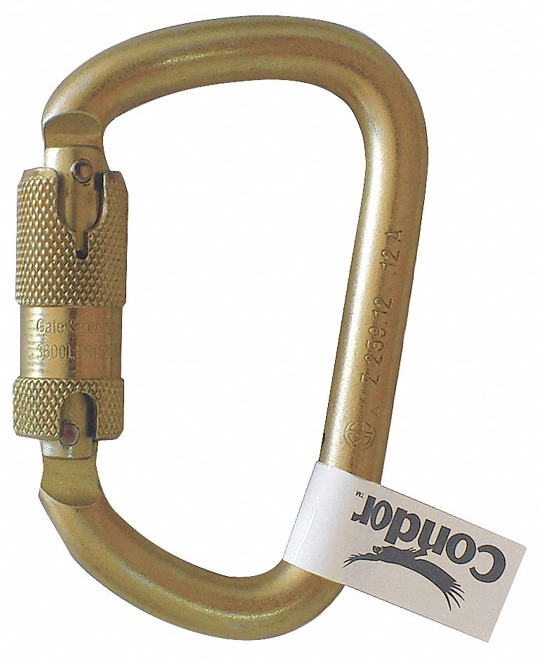 Carabiner, Steel, 4-7/16 In. L, Auto-Lock
