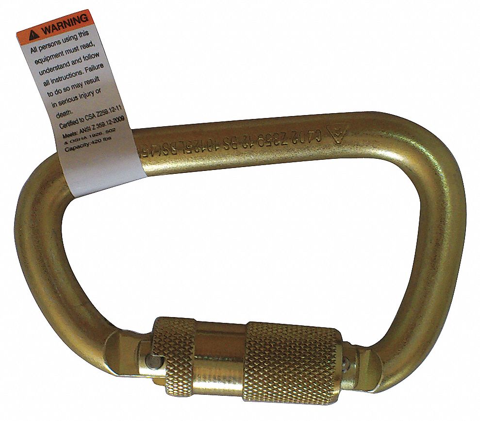 Carabiner, Steel, 4-1/16 In. L, Auto-Lock