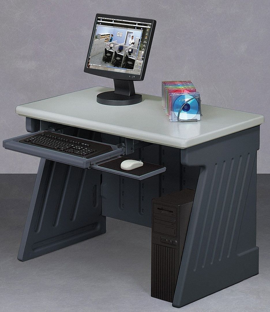 Computer Desk, Charcoal/Silver, 42 In