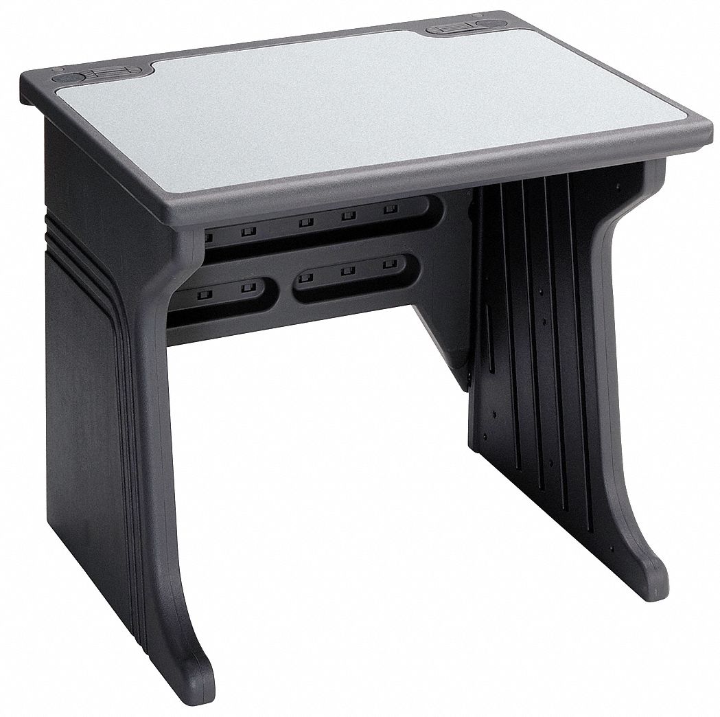 Desk, HDPE, Platinum, 48 In.