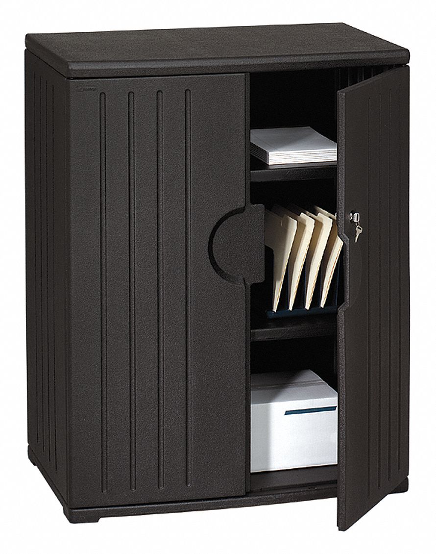 Storage Cabinet, HDPE, Black, 46 In