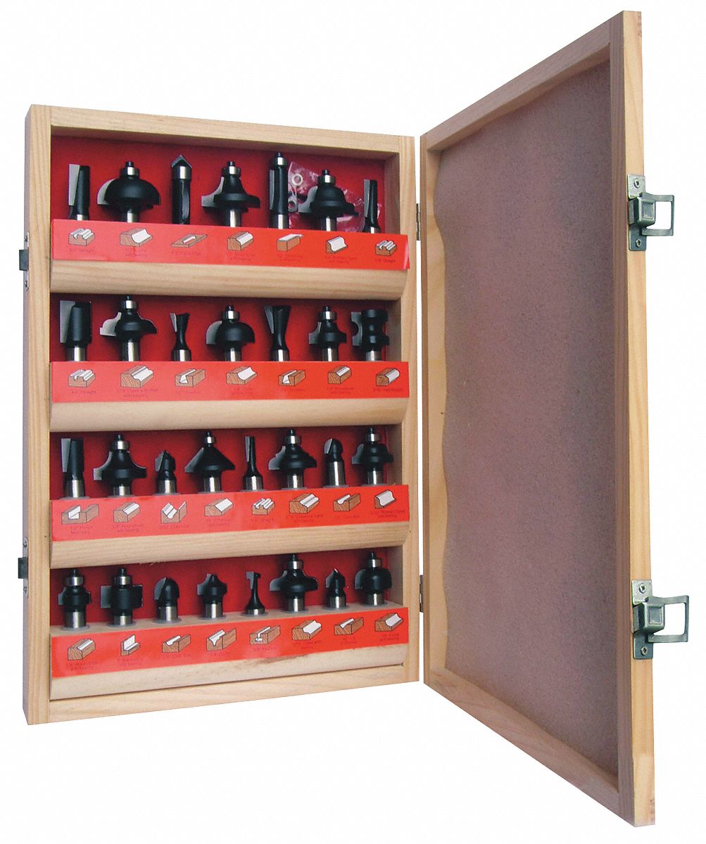 Router Bit Set, Super Delux, 1/2S, 30 Pc