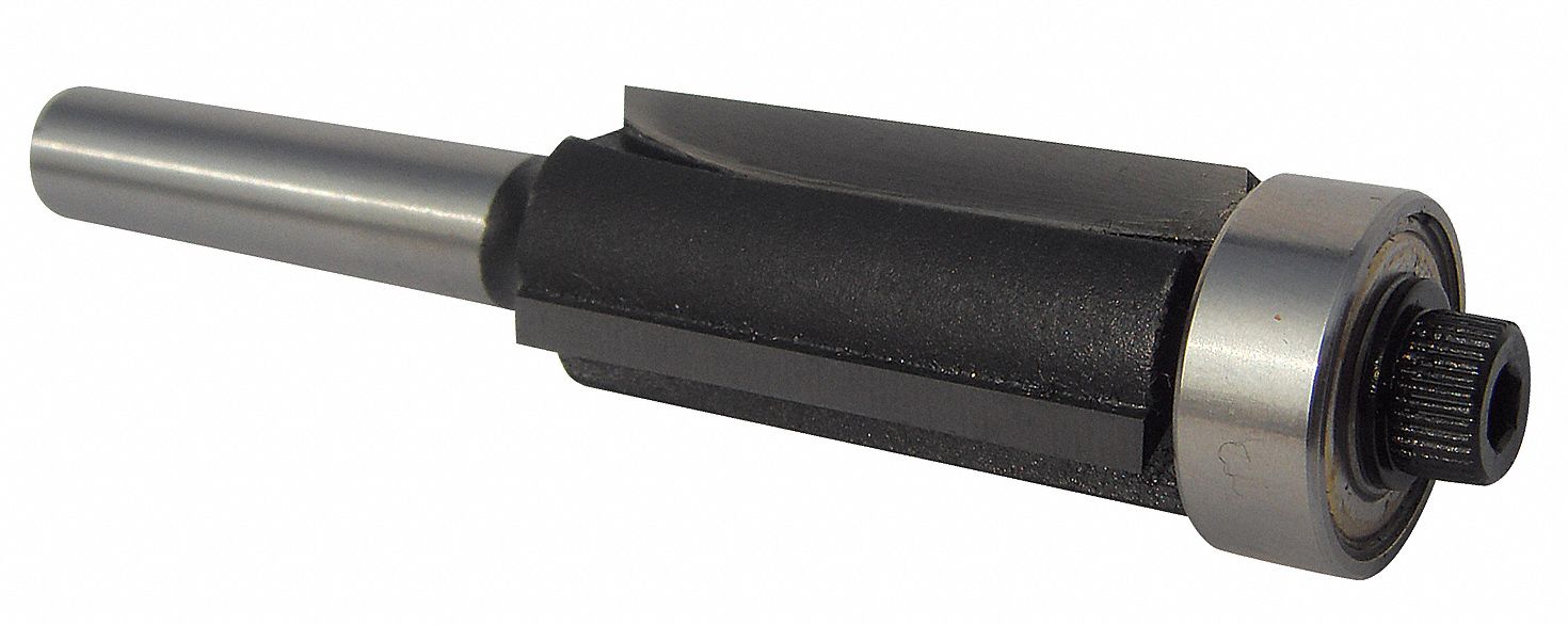 Flush Trim Rtr Bit, Carbide Tipped, 1/4 In