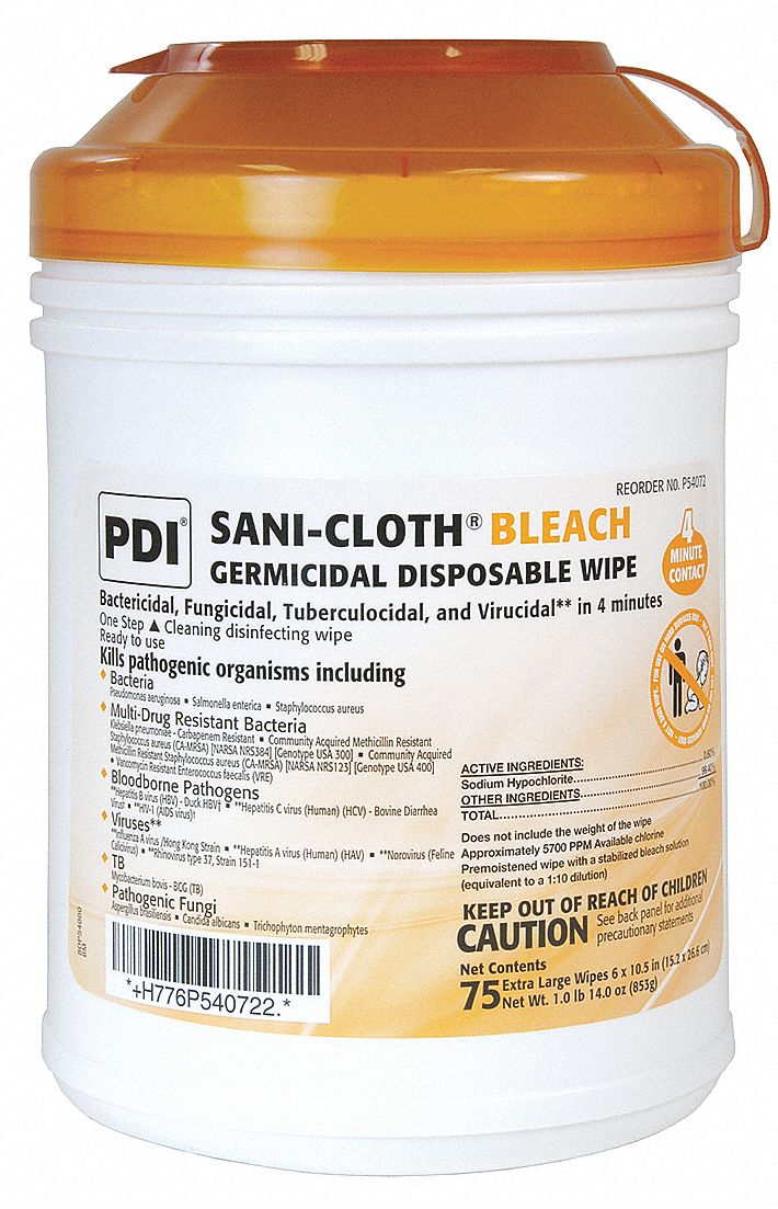 Disinfecting Wipes, White, PK 75