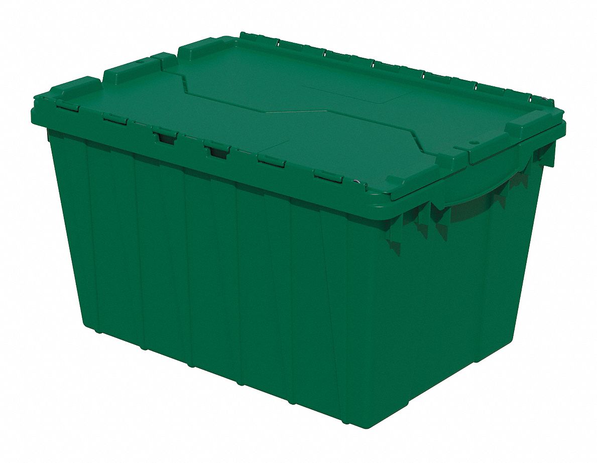 Container, Attached Lid, 12 gal., Green