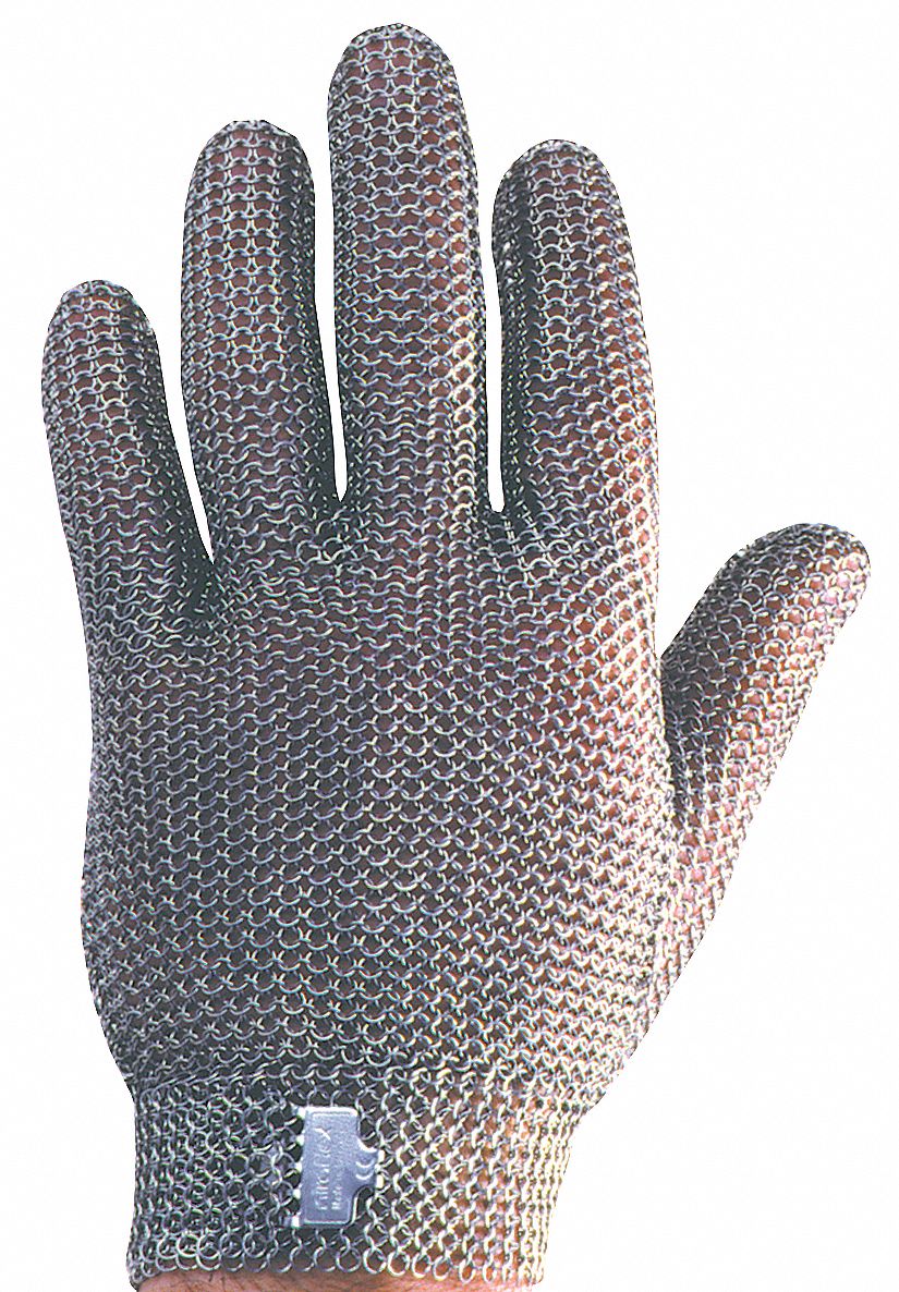 Cut Resistant Gloves, Silver, L