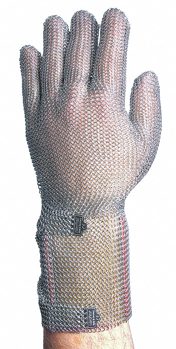 Cut Resistant Gloves, Silver, L