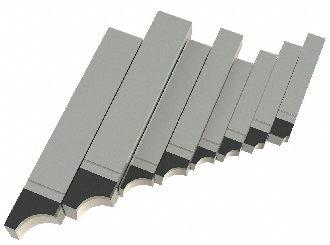 Tool Bit Set, RAD, 1/16-1/2, 16ths, 8 Pc