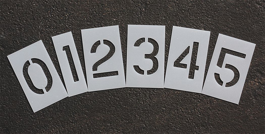 Pavement Stencil, 2 in, Number Kit, 1/8