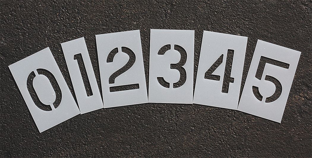 Pavement Stencil, 10 in, Number Kit, 1/16