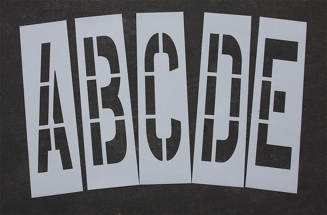 Pavement Stencil, 36 in, Alpha Kit, 1/8