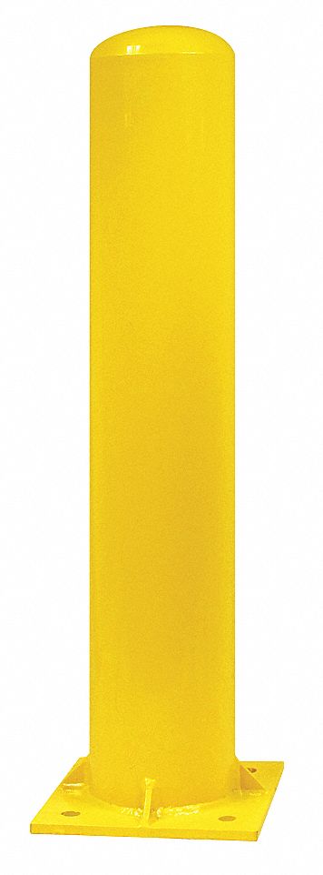 Bollard, Base Plate, Dome, 36 In H, Yellow