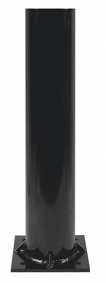 Bollard, Base Plate, Flat, 36 In H, Black